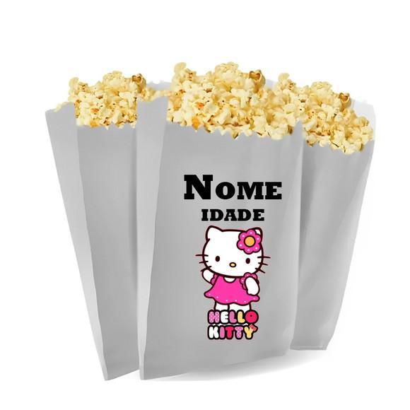 Saquinho de Pipoca Personalizado 13x7cm Hello Kitty