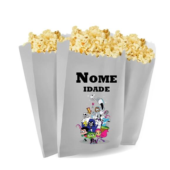 Saquinho de Pipoca Personalizado 13x7cm Jovens Titãs