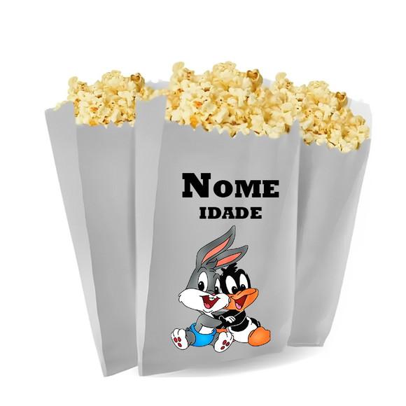 Saquinho de Pipoca Personalizado 13x7cm Looney Tunes Baby