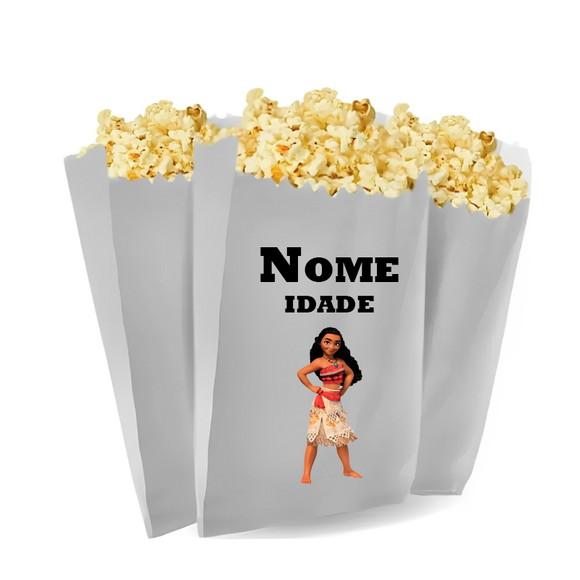 Saquinho de Pipoca Personalizado 13x7cm Moana