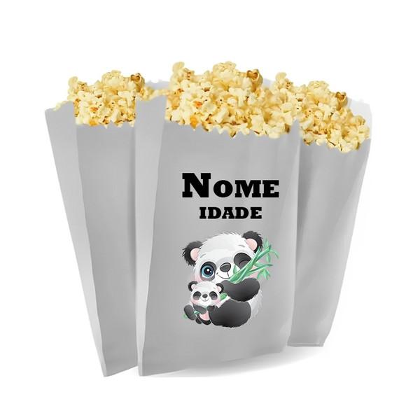 Saquinho de Pipoca Personalizado 13x7cm Panda