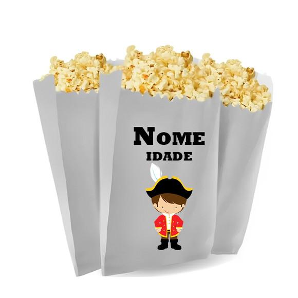 Saquinho de Pipoca Personalizado 13x7cm Piratas