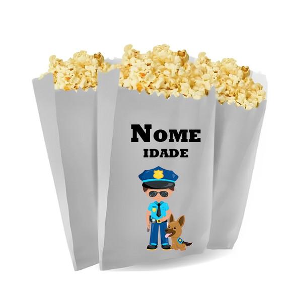 Saquinho de Pipoca Personalizado 13x7cm Policia