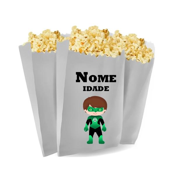 Saquinho de Pipoca Personalizado 13x7cm Qual o Nome e Idade