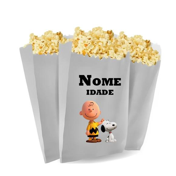 Saquinho de Pipoca Personalizado 13x7cm Snoopy