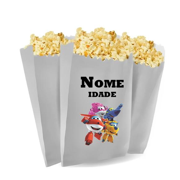 Saquinho de Pipoca Personalizado 13x7cm Super Wings
