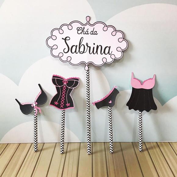 Topo de Bolo Tema Chá de Lingerie