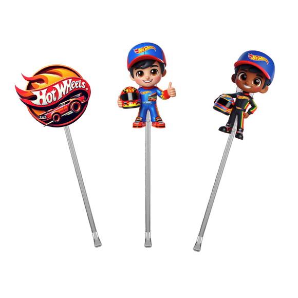 Topper para Docinhos Tema Hot Wheels 50 Unidades