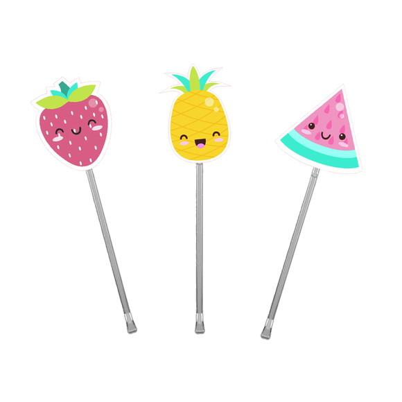 Topper para Docinhos Tema Frutas Kawaii 50 Unidades