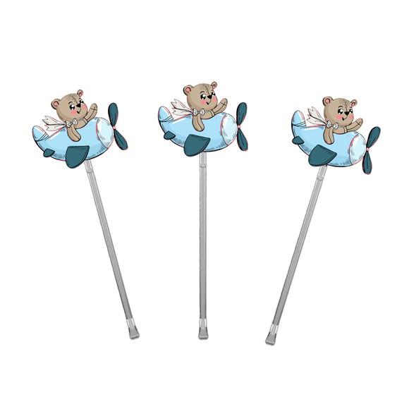 Topper para Docinhos Tema Ursinho Aviador 50 Unidades