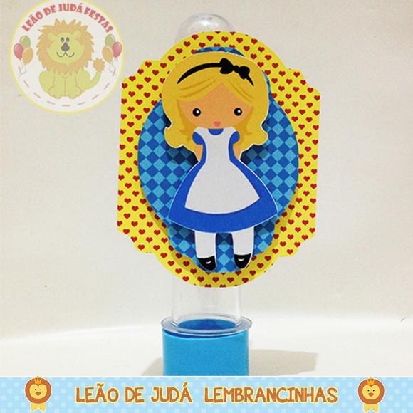 Tubete 13cm com 3 aplique tema Alice