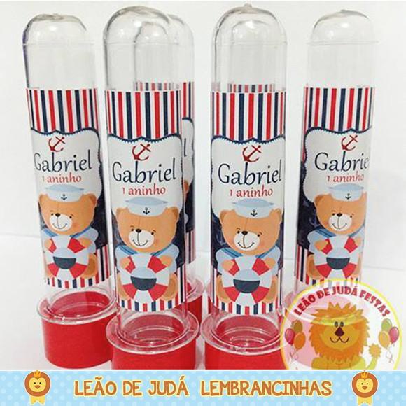 Tubete adesivado 13cm tema Urso Marinheiro