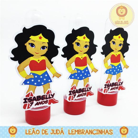 Tubete Personalizado com 1 aplique tema Mulher Maravilha