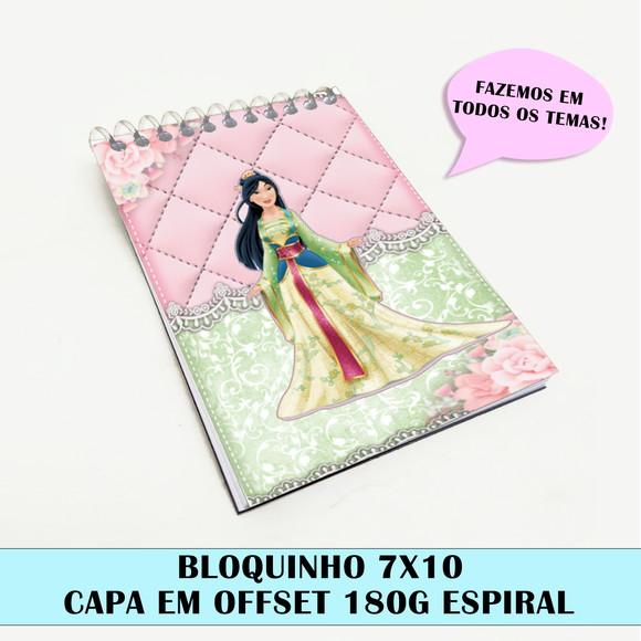 Bloquinho para festa tema mulan