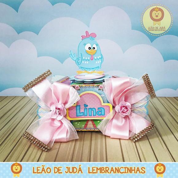 Caixa bala com aplique 3D Galinha Pintadinha