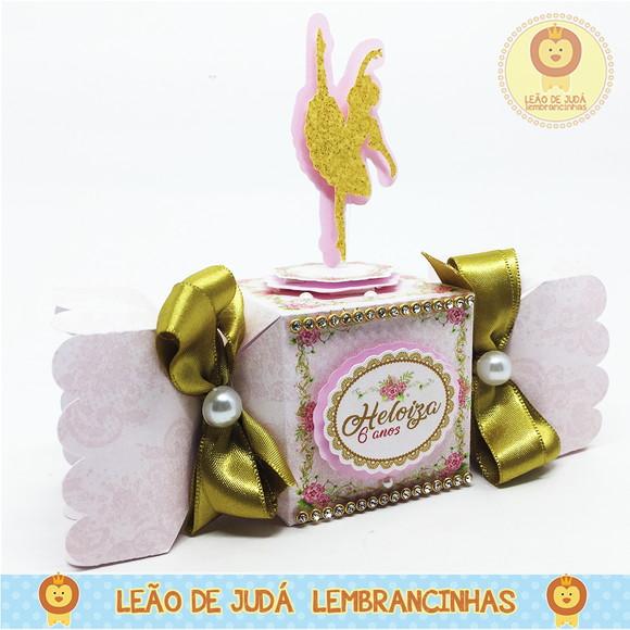 Caixa bala com aplique 3D tema bailarina