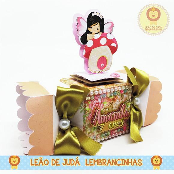 Caixa Bala Com Aplique 3d Tema Fadas