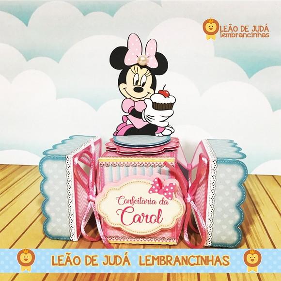 Caixa bala com aplique 3D tema Minnie confeiteira