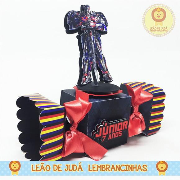 Caixa bala com aplique 3D tema Transformers
