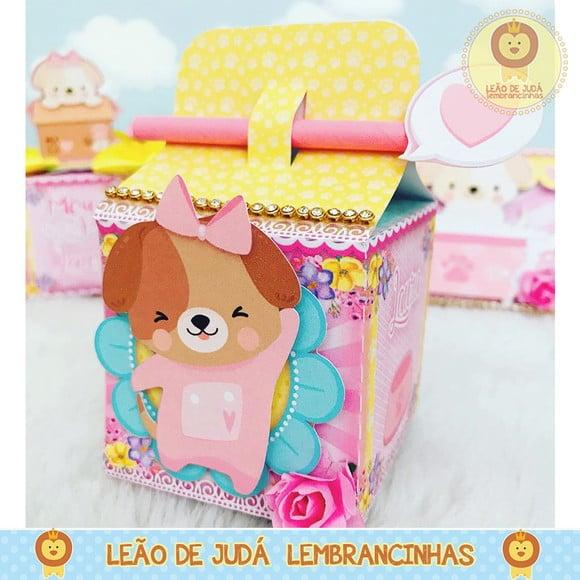 Caixa com Canudo Tema Cachorrinho