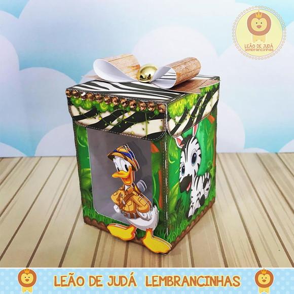 Caixa Cubo com Tampa Tema Mickey Safári