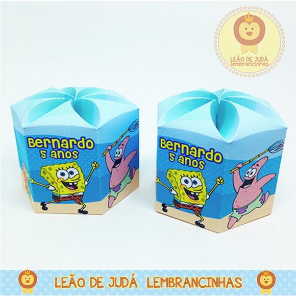 Caixa Hexagonal Tema Bob Esponja