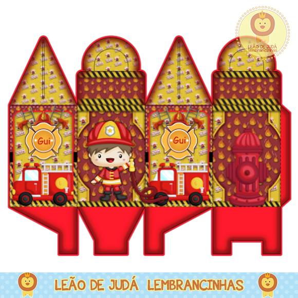 Caixa para festa tema bombeiro