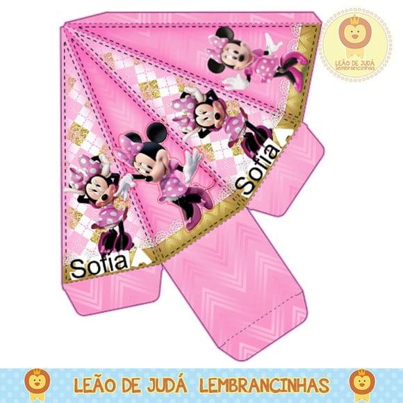 Caixa pirâmide minnie rosa