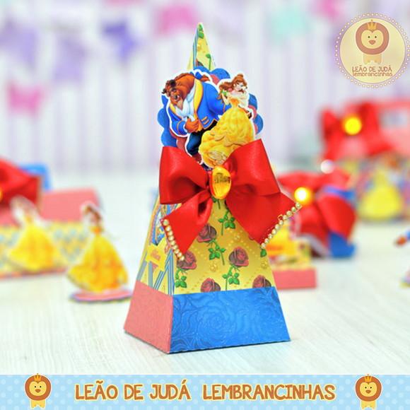 Caixa Pirâmide tema Bela e a fera