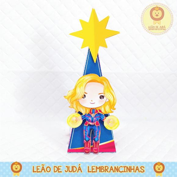 Caixa Pirâmide tema capita marvel