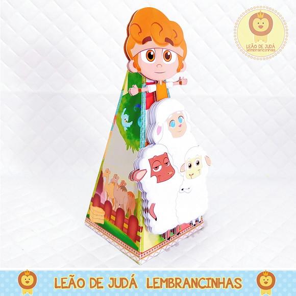 Caixa Pirâmide tema Davi e as Ovelinhas