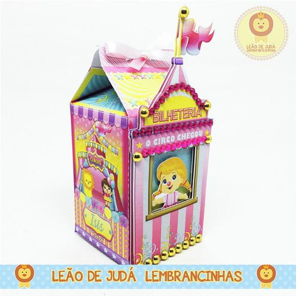 Caixinha Milk M Com Aplique Tema Circo Rosa