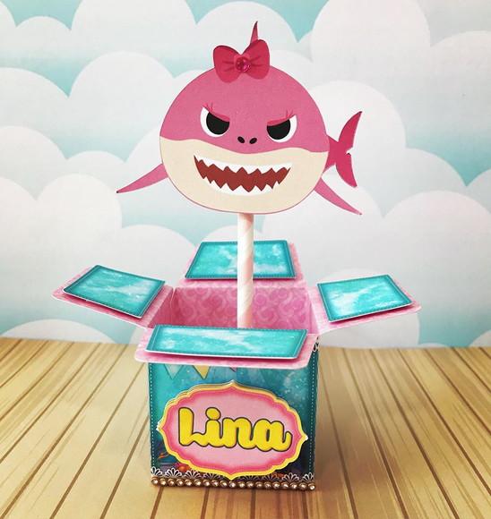 Caixinha para festa tema baby shark