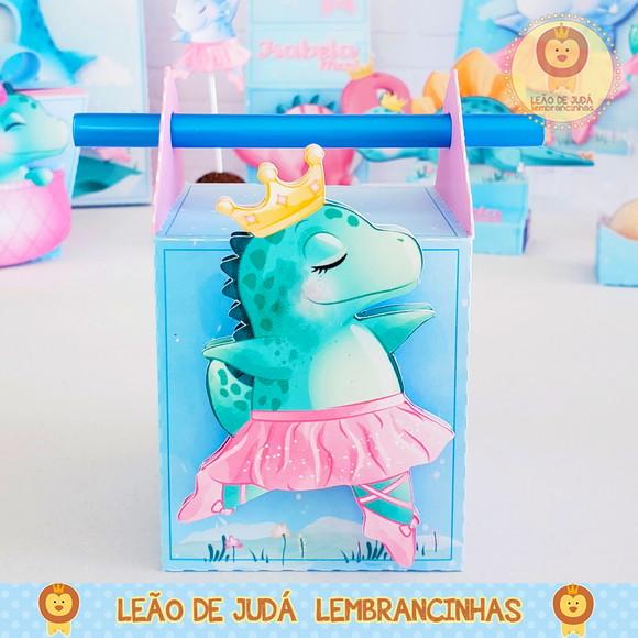 Caixinha para festa tema dino rosa