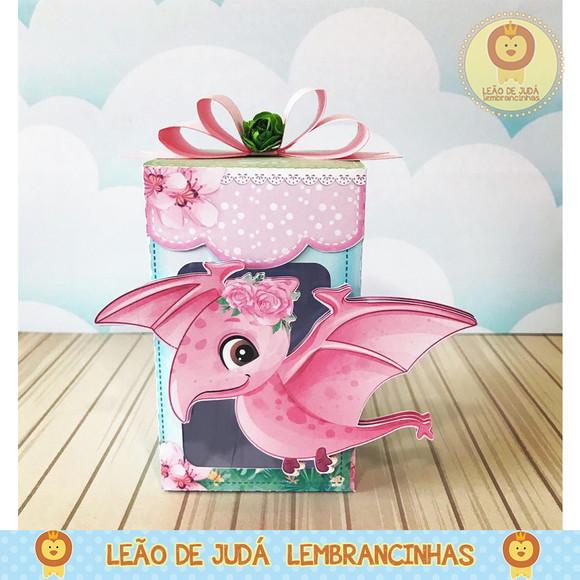 Caixinha para Festa Tema Dinossauro Menina