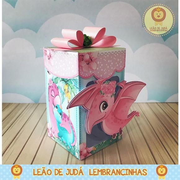 Caixinha para Festa Tema Dinossauro Menina