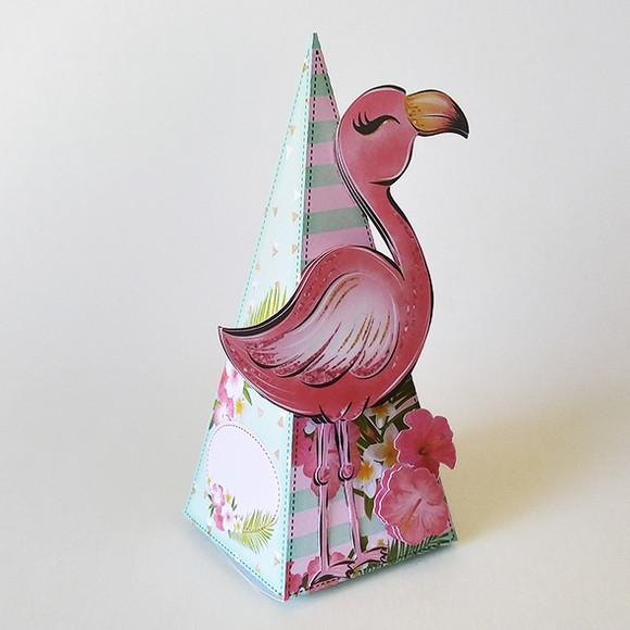 Caixinha para festa tema flamingo