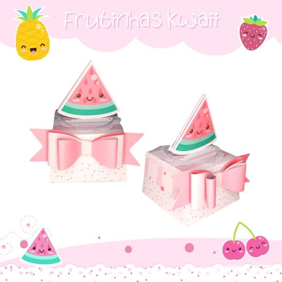 Caixinha para festa tema frutas kawaii