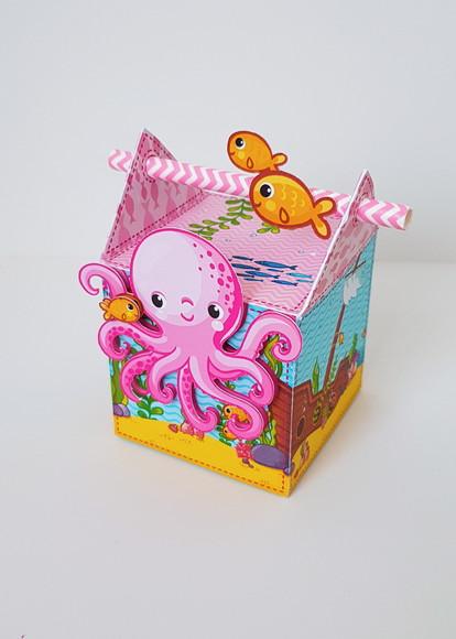 Caixinha para festa tema fundo do mar