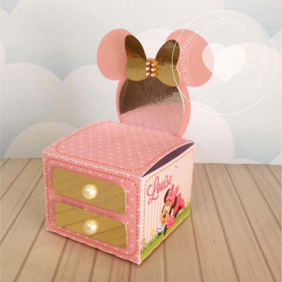 Caixinha para Festa Tema Minnie Rosa