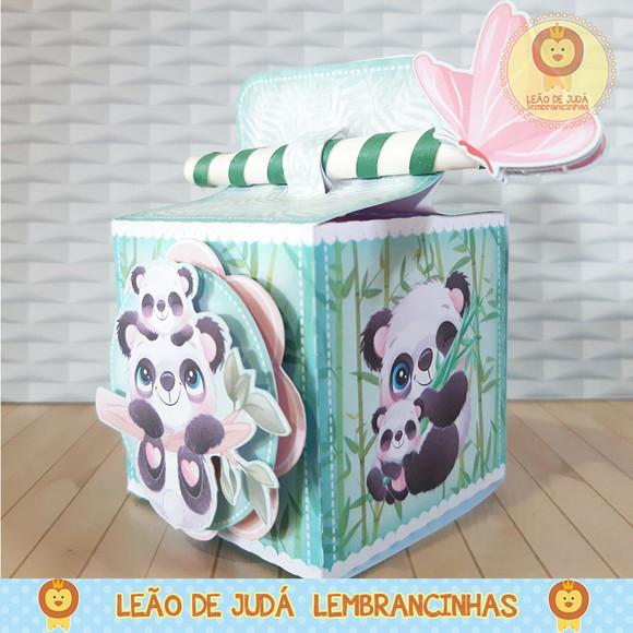 Caixinha para festa tema panda menino