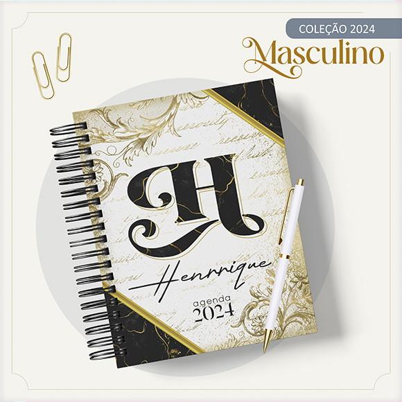 Agenda Datada Preta e Dourada