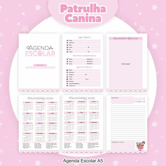 Agenda Escolar Patrulha Canina Rosa