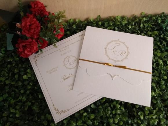 Convite Casamento Dourado