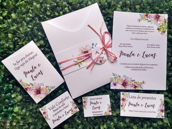 Convite Casamento Rosa