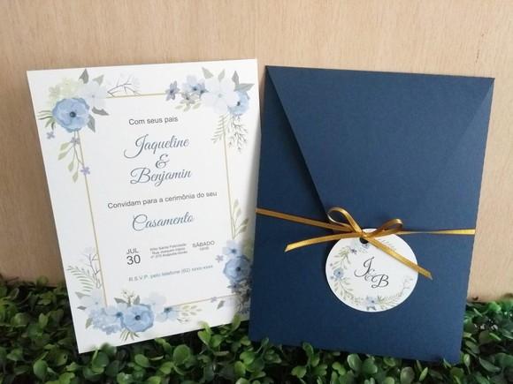 Convite de Casamento Azul
