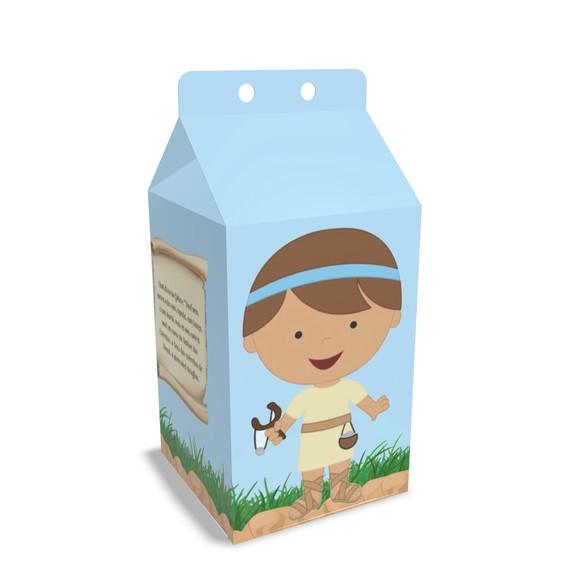 Kit Lembrancinhas Davi e Golias - 20 Unidades Caixinhas Milk