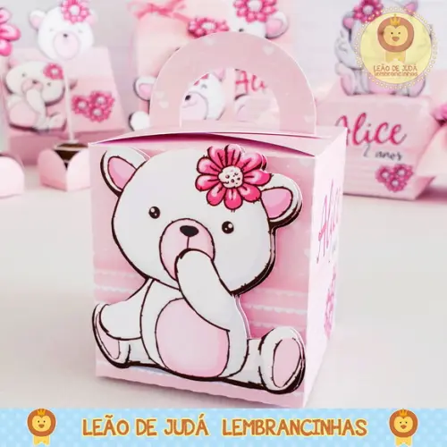 Caixinha para festa tema ursa rosa
