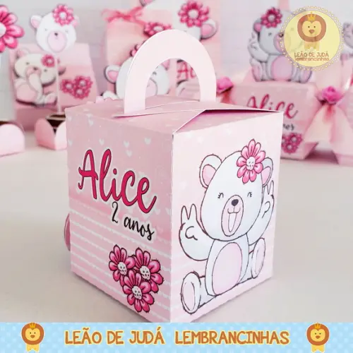 Caixinha para festa tema ursa rosa