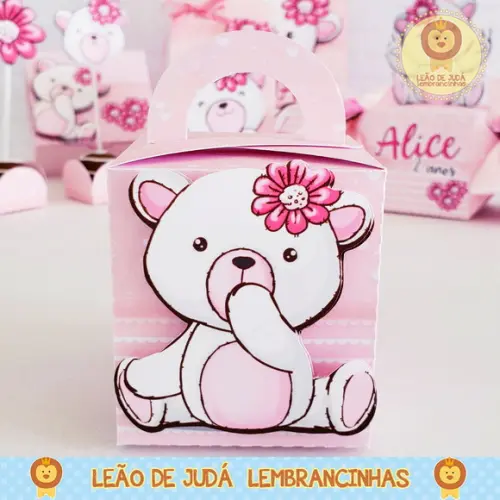 Caixinha para festa tema ursa rosa